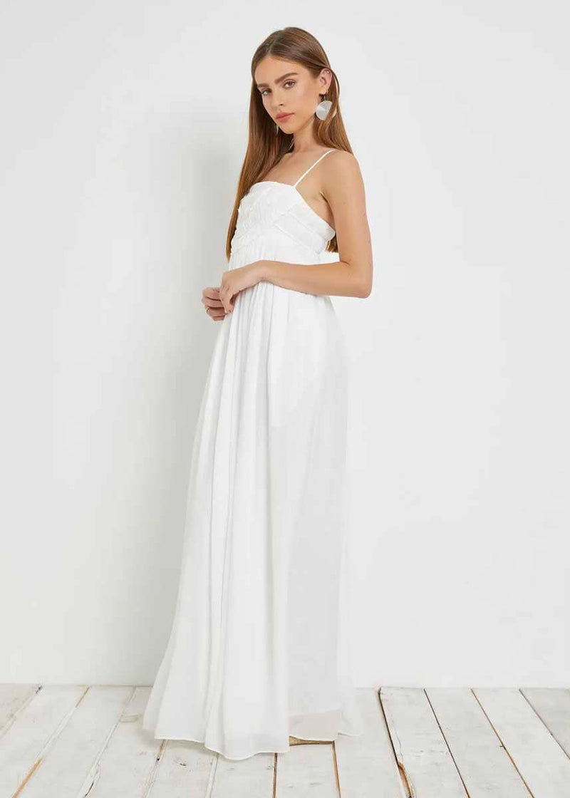 Harmony Crinkle Maxi Dress - Off White