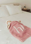 Hi. Hand Knit Blanket - Rosy Pink