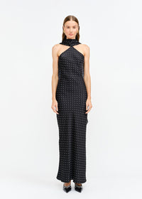 Magdalena Halter Dot Dress - Black