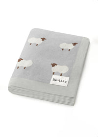 Cotton Receiving & Swaddle Blanket - Grey Sheep
