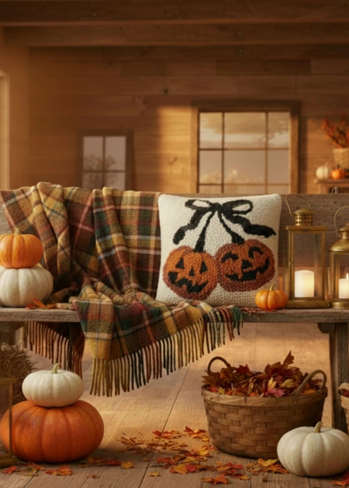 Pumpkin Cherries Hook Pillow