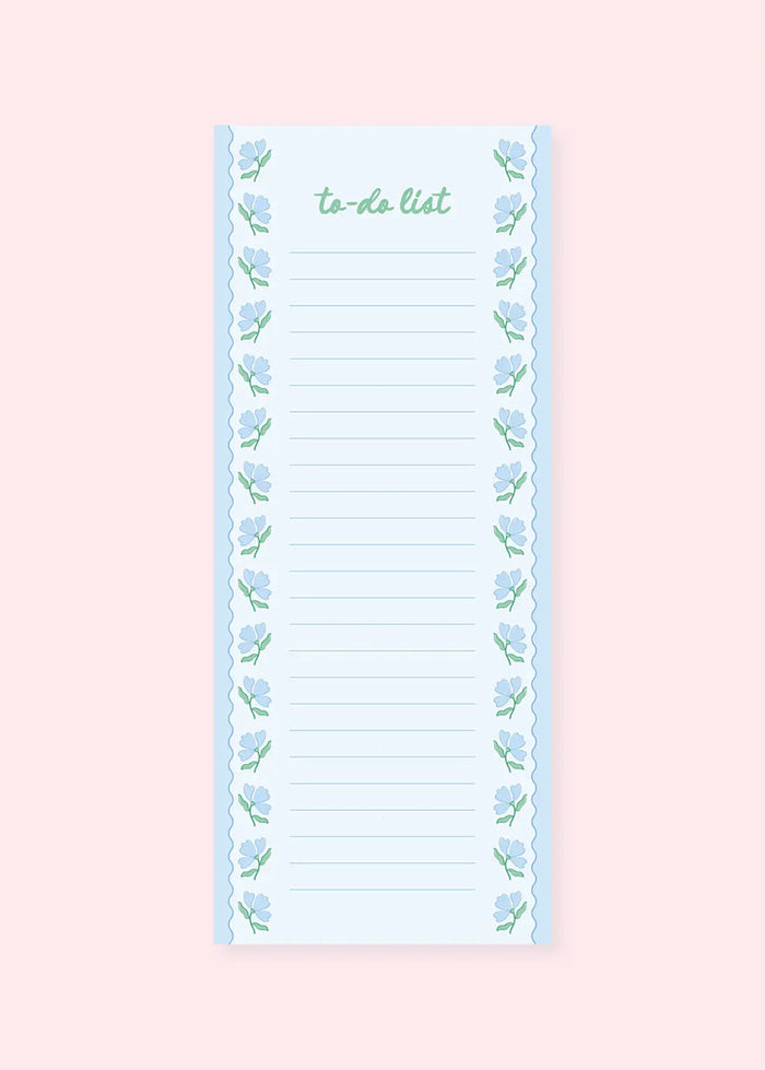 Blue Flower Wavy List Notepad