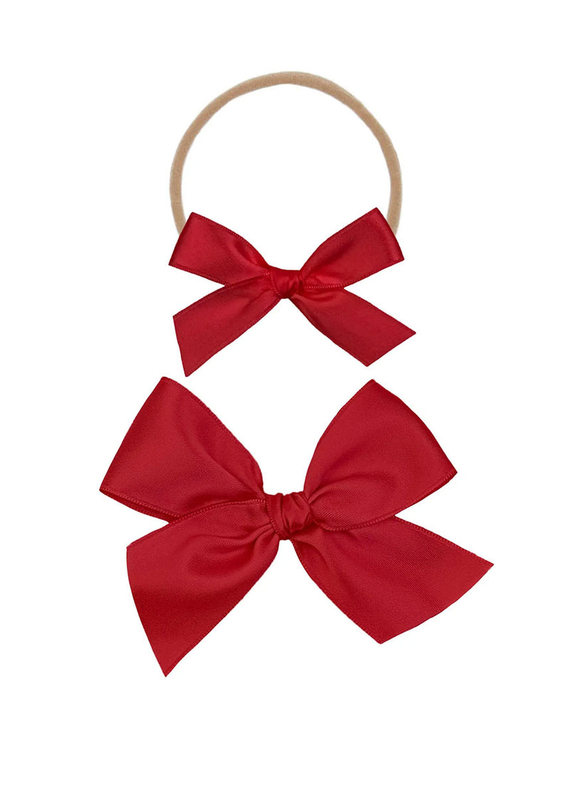 Large Satin Bow Headband - Ruby