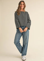 Bess Striped Long Sleeve Knit Top - Black & White