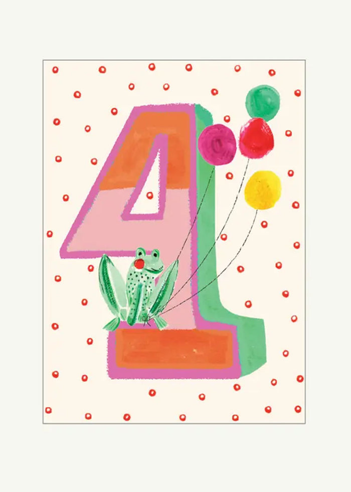 Froggie Is Four Birthday Card