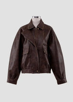 Amelia Faux Leather Jacket - Dark Brown