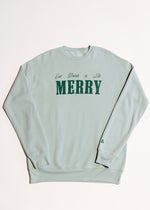 Eat, Drink & Be Merry Crewneck Sweatshirt - Dusty Blue