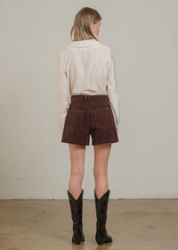 Charleen Suede High-Rise Shorts - Rum