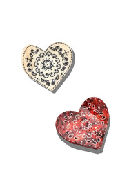 Paisley Heart Claw Clip - Red