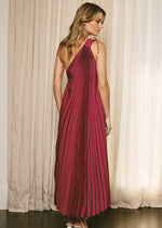 Pretty Pleats One Shoulder Dress - Magenta Rose