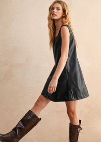 Greer Faux Leather Mini Jumper - Black