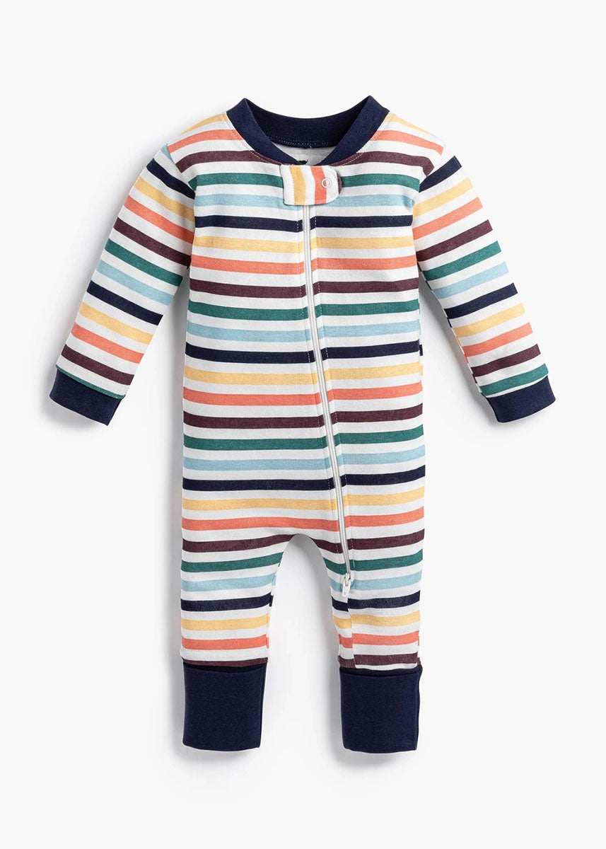 One Piece Zipper Jammies - Fall Stripes