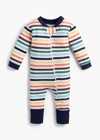 One Piece Zipper Jammies - Fall Stripes