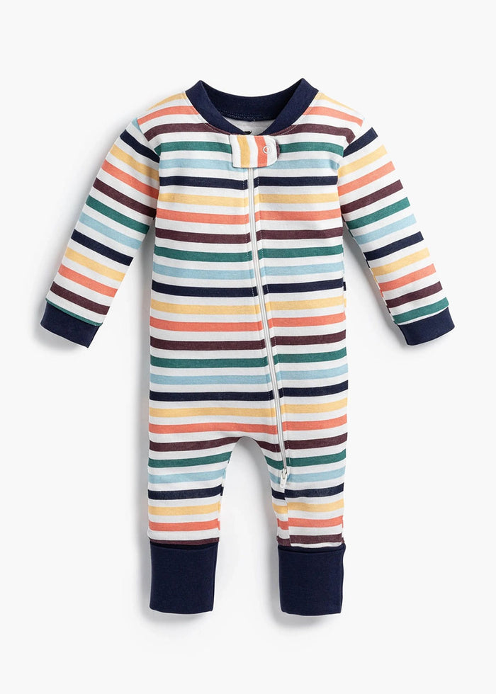 One Piece Zipper Jammies - Fall Stripes