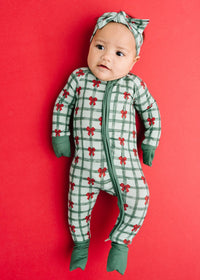 Bamboo Fold-Over Zipper Footie - Gift Wrapped