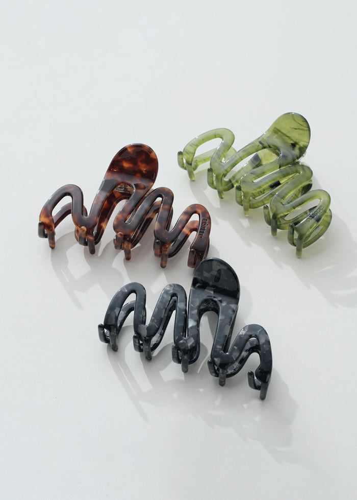 Willow Squiggle Claw Clip - Jade Green