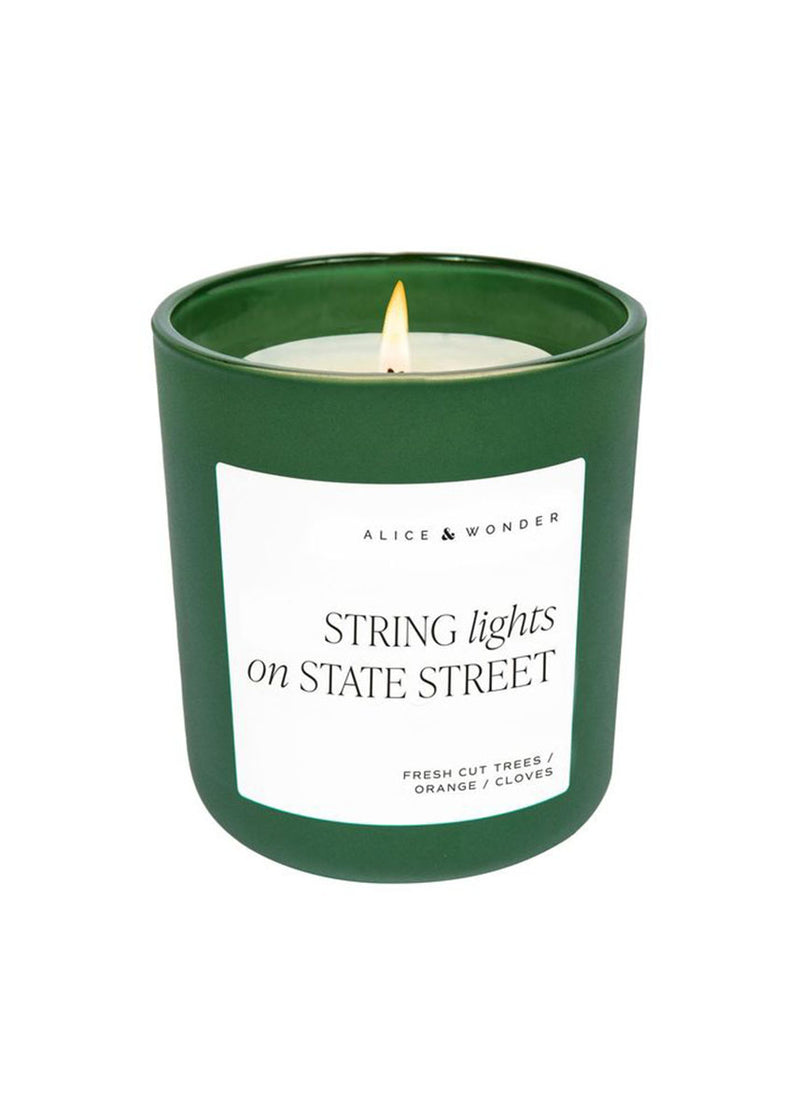 String Lights On State Street Soy Candle -  Green 15oz