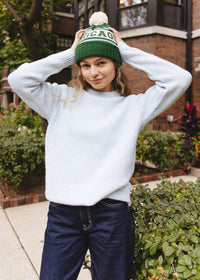 Adult Mad Hatter Chicago Pom Beanie - Emerald