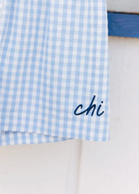 Chi Script Gingham Short - Light Blue