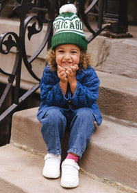 Toddler Mad Hatter Chicago Pom Beanie - Emerald