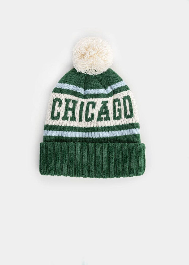 Adult Mad Hatter Chicago Pom Beanie - Emerald