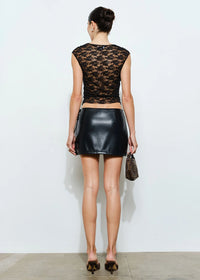 Nola Lace Surplice Top - Black