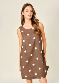 Annie Polka Dot Mini Dress - Mocha