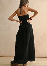 Darla Crochet Contrast Maxi Dress - Black