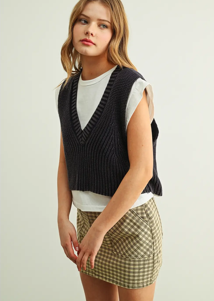 Meeya Sweater Vest Top Combo - Navy