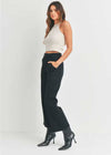 High Rise Cargo Pocket Wide Leg Jean - Black