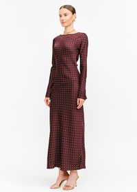 Georgie Polka Dot Dress - Burgundy