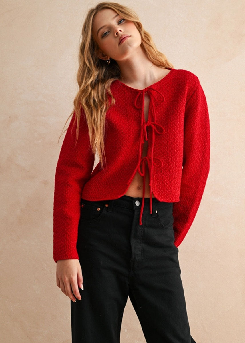 Mira Tie-Front Top - Red