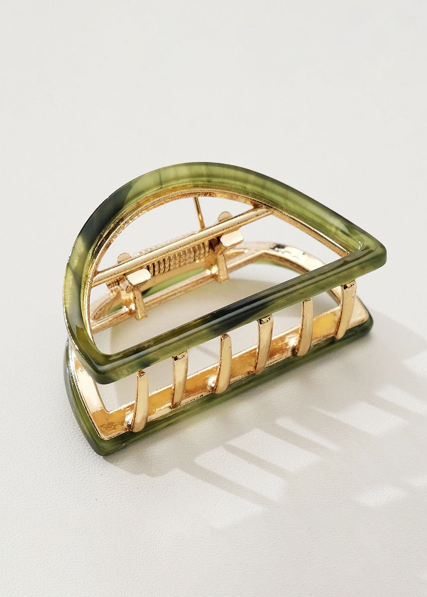 Rosalie Half Moon Claw Clip - Jade Green