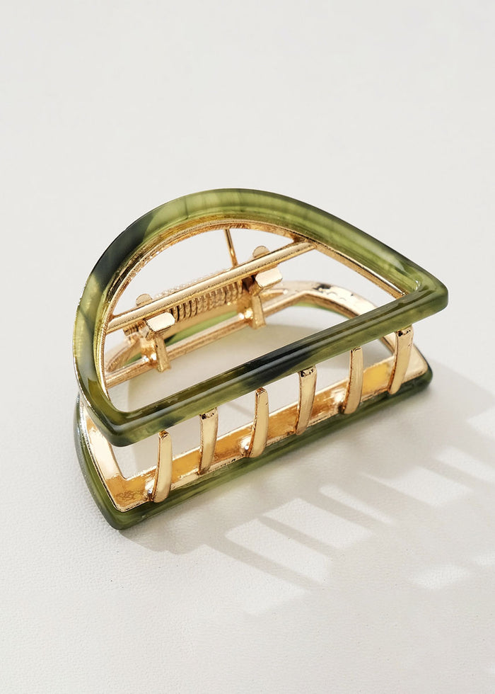 Rosalie Half Moon Claw Clip - Jade Green
