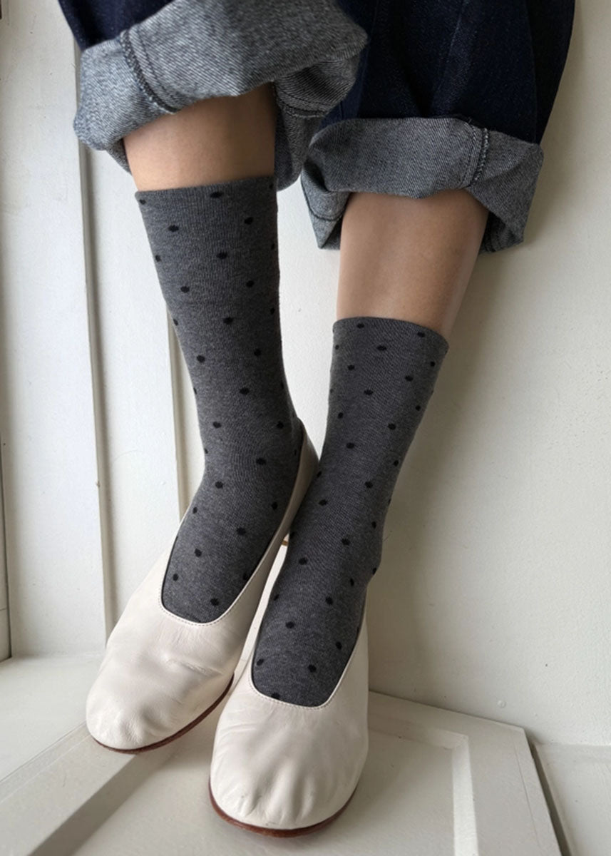 Sneaker Socks - Charcoal & Black Dot