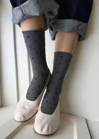 Sneaker Socks - Charcoal & Black Dot