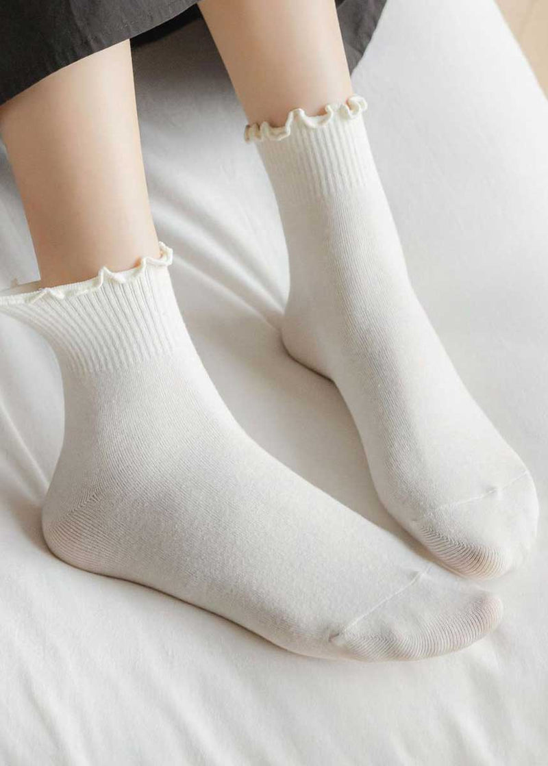 Ruffled Ankle Socks - White