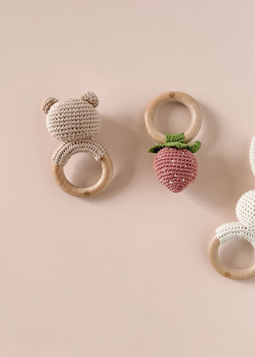 Crochet Brown Bear Rattle Teether