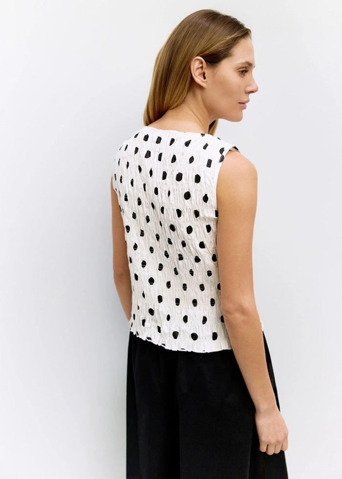 The Natalie Top - White & Black Dot