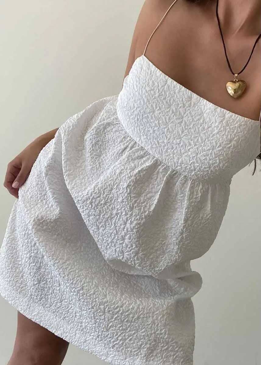 Susie Lace Up Mini Dress - White