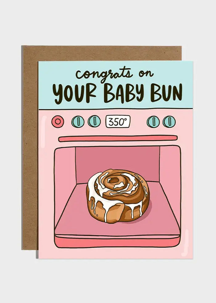 Cinnamon Bun In The Oven Baby Card