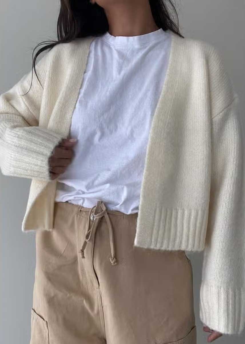 Luna Knit Cropped Cardigan - Ivory