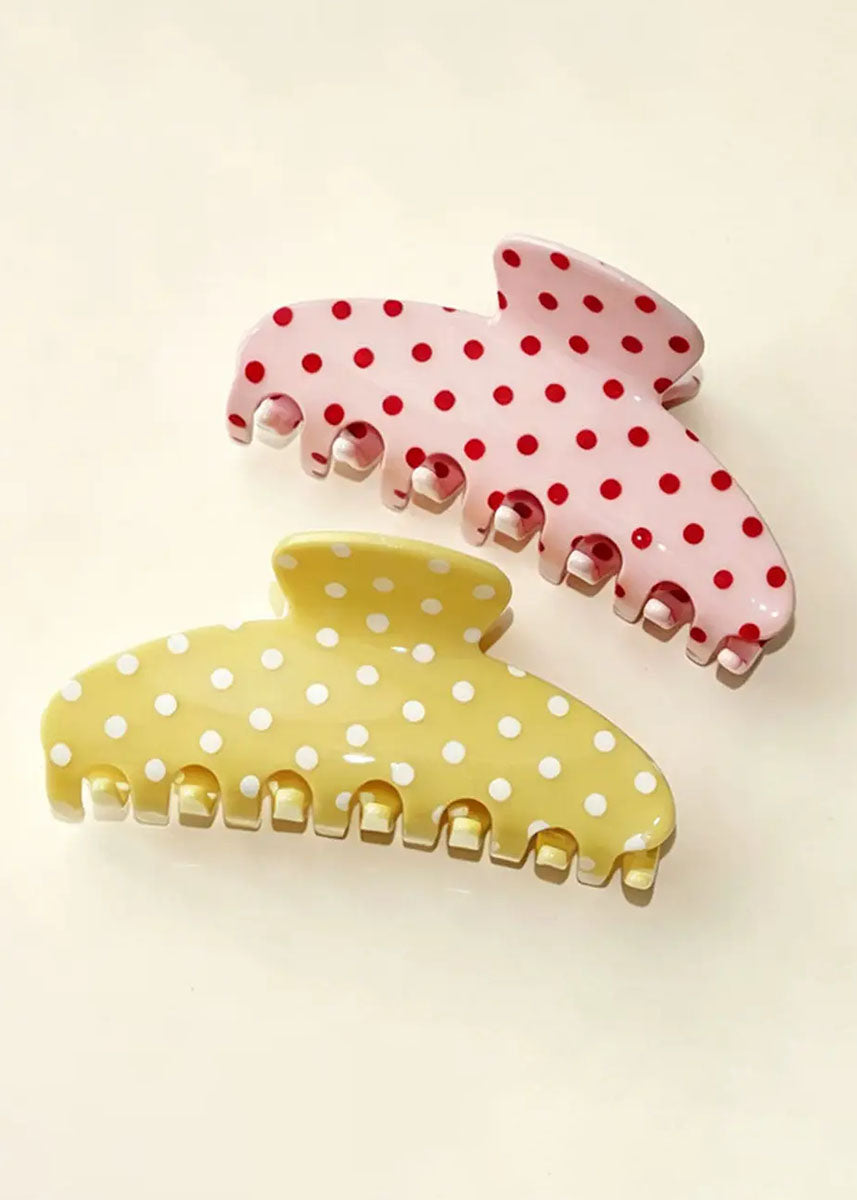 Sweet Polka Dot Hair Claw - Yellow