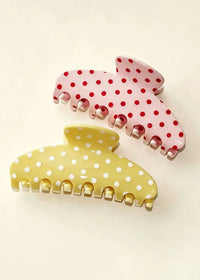 Sweet Polka Dot Hair Claw - Yellow
