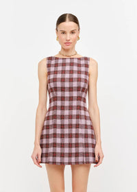 Victoria Plaid Mini Dress - Mauve