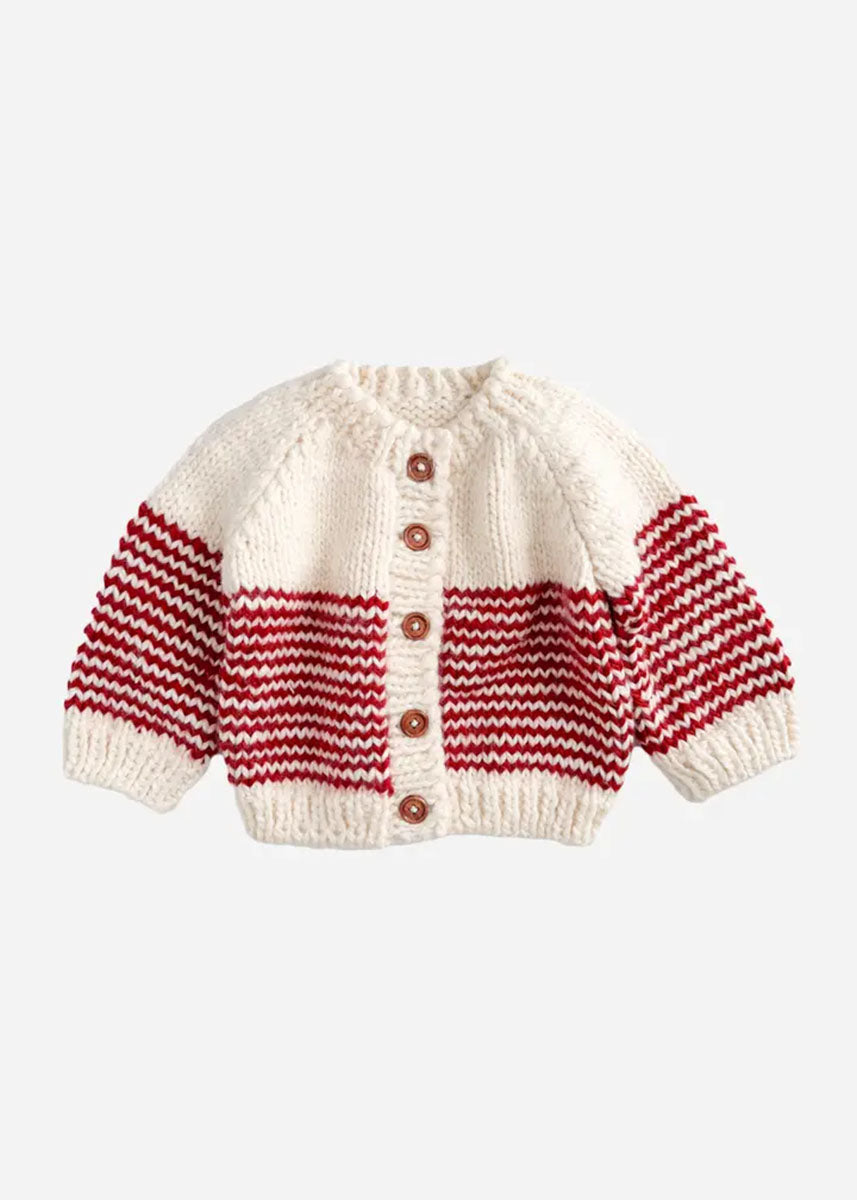 Stripe Cardigan - Candy Cane Red