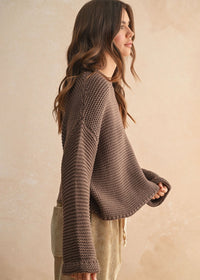 Hattie Round Neck Sweater - Chocolate