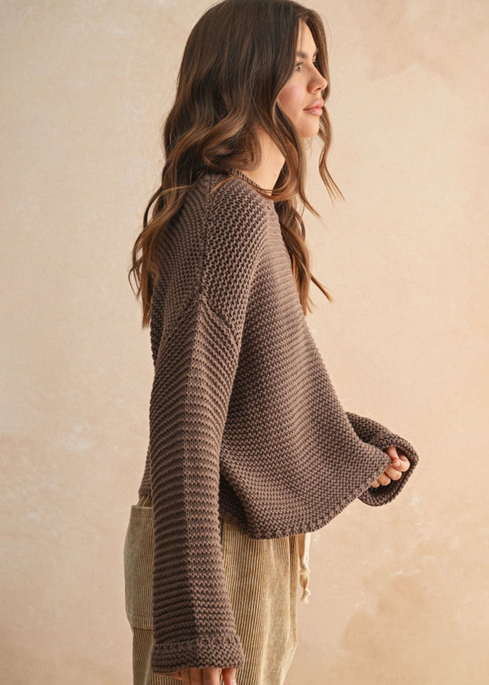 Hattie Round Neck Sweater - Chocolate