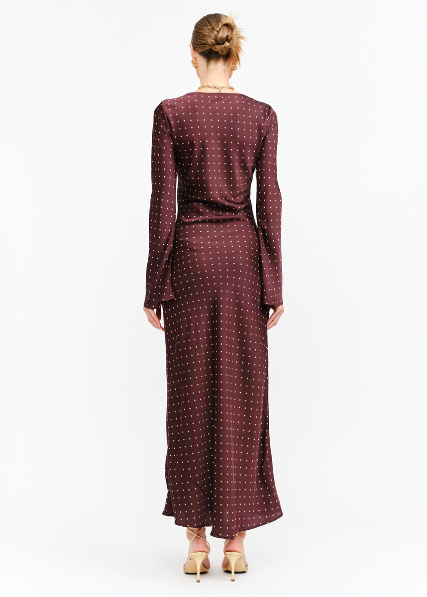 Georgie Polka Dot Dress - Burgundy