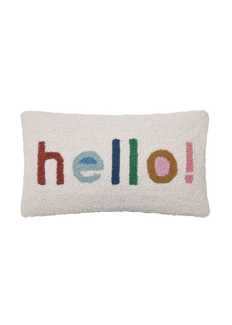 Hello Colorblock Hook Pillow